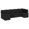 7 Delars Trädgårdssoffset med Kuddar Svart Poly Rattan vidaXL Stor – miniatyr 2