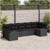 7 Delars Trädgårdssoffset med Kuddar Svart Poly Rattan vidaXL Stor – miniatyr 1
