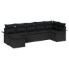 7-delars trädgårdssoffset med kuddar svart poly rotting vidaXL 297,5 x 132,5 x 85 cm – miniatyr 2