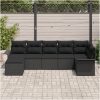7-delars trädgårdssoffset med kuddar svart poly rotting vidaXL 297,5 x 132,5 x 85 cm – miniatyr 3