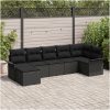 7-delars trädgårdssoffset med kuddar svart poly rotting vidaXL 297,5 x 132,5 x 85 cm – miniatyr 1