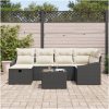 7 Delars Trädgårdssoffset med Kuddar Svart Poly Rottning vidaXL 55 x 55 x 37 cm – miniatyr 3