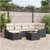 7 Delars Trädgårdssoffset med Kuddar Svart Poly Rottning vidaXL 55 x 55 x 37 cm – miniatyr 1