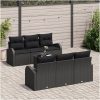 7-delars trädgårdssoffset med kuddar svart polyroting vidaXL 55 x 55 x 37 cm – miniatyr 3