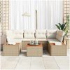 7-delars trädgårsoffan med beige kuddar i poly rattan och akacia vidaXL 55 x 55 x 37 cm – miniatyr 3