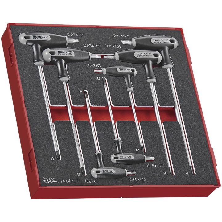 7 delars TX/TPX nyckelsats med T-handtag TEDTX7 Teng Tools TX-NYCKELSATS EVA 7 DELAR – bild 2