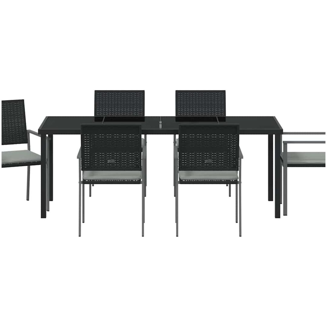 7-delars utemöbelset med dynor svart polyrotting vidaXL 54x62.5x89 cm – bild 6