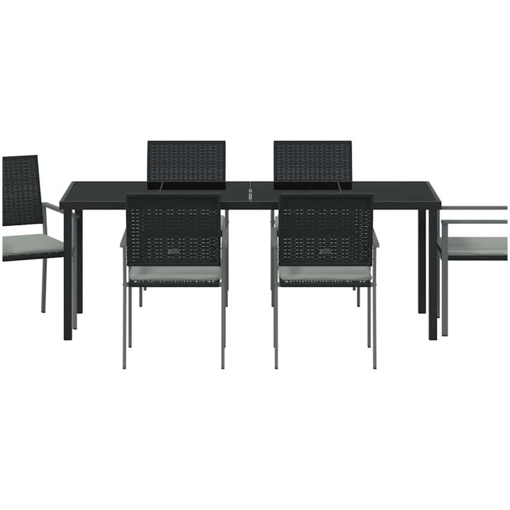7-delars utemöbelset med dynor svart polyrotting vidaXL 54x62.5x89 cm – bild 6