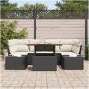 7-delars utemöbelset med kuddar i svart poly-rattan vidaXL 100 x 55 x 73 cm – miniatyr 3