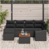 7 Delars Utemöbelset med Kuddar - Svart Poly Rattan och Akacia vidaXL 55 x 55 x 37 cm – miniatyr 3
