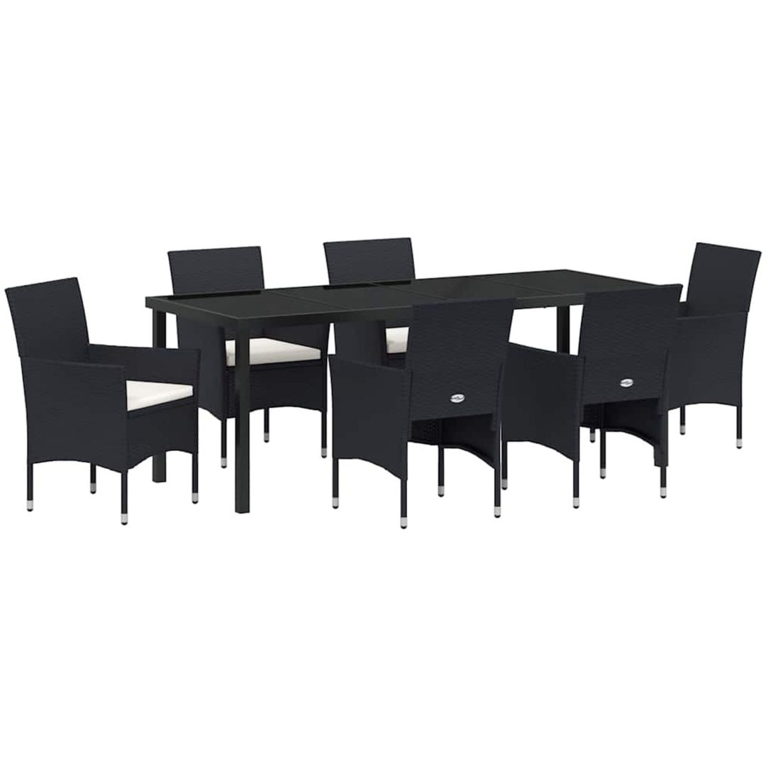7 Delars Utemöbelset Svart Poly Rattan vidaXL 200 x 80 x 73 cm – bild 2
