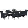 7 Delars Utemöbelset Svart Poly Rattan vidaXL 200 x 80 x 73 cm – miniatyr 3