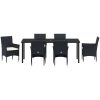 7 Delars Utemöbelset Svart Poly Rattan vidaXL 200 x 80 x 73 cm – miniatyr 6