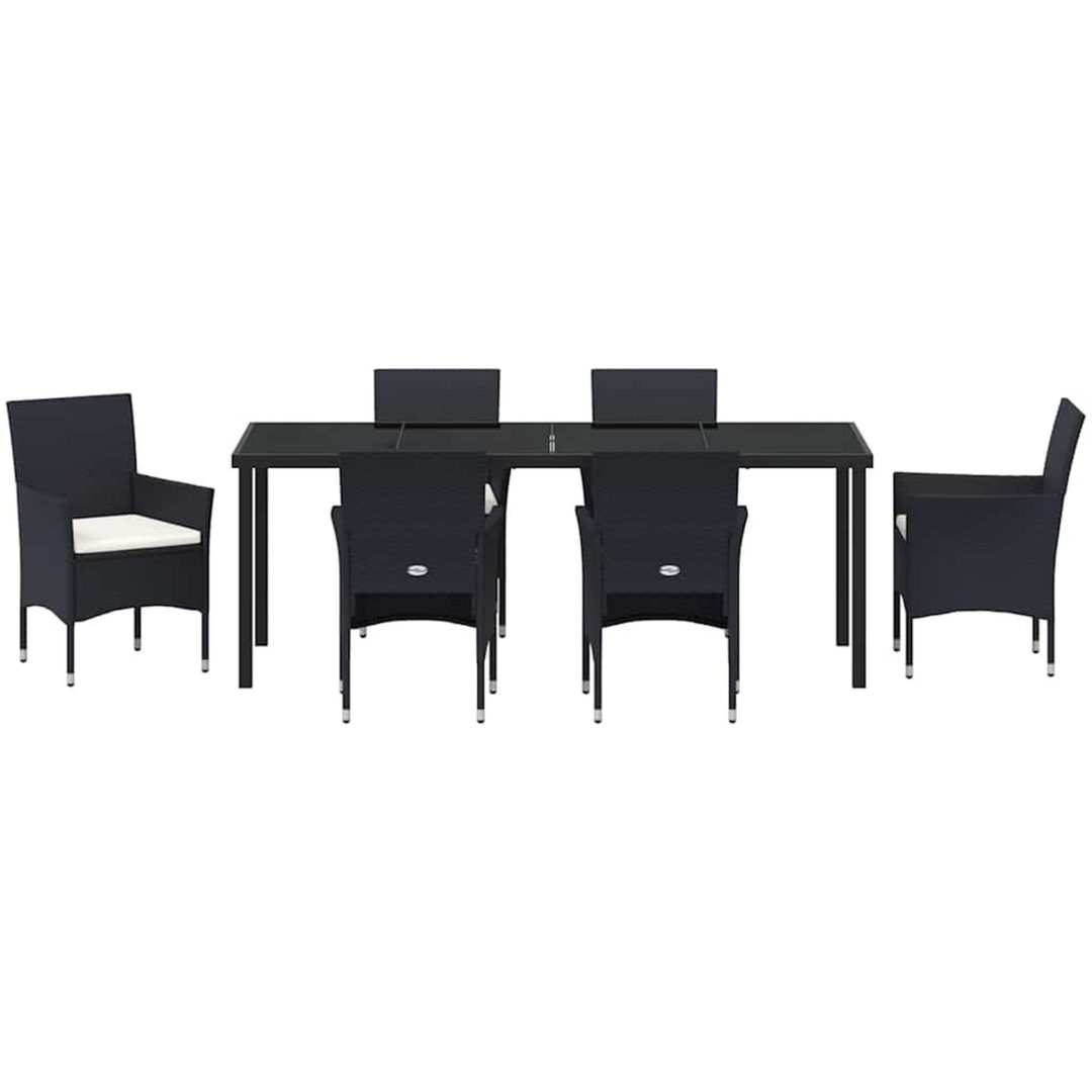 7 Delars Utemöbelset Svart Poly Rattan vidaXL 200 x 80 x 73 cm – bild 6