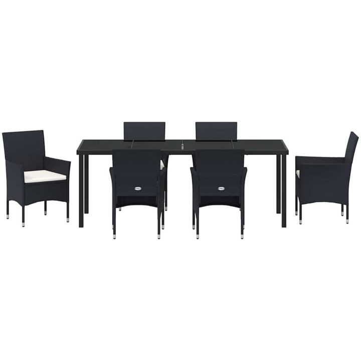 7 Delars Utemöbelset Svart Poly Rattan vidaXL 200 x 80 x 73 cm – bild 6