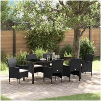 7 Delars Utemöbelset Svart Poly Rattan vidaXL