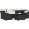 7-delars utesoffa set med kuddar svart polyrotting vidaXL 100 x 55 x 73 cm – miniatyr 2