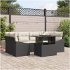 7-delars utesoffa set med kuddar svart polyrotting vidaXL 100 x 55 x 73 cm – miniatyr 1