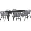 7-delat Grått Poly Rattan Trädgårdsserveringsset vidaXL 200 x 80 x 73 cm – miniatyr 2