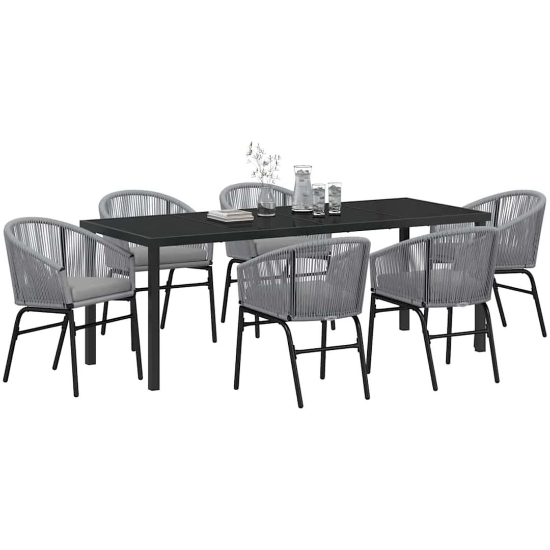7-delat Grått Poly Rattan Trädgårdsserveringsset vidaXL 200 x 80 x 73 cm – bild 3