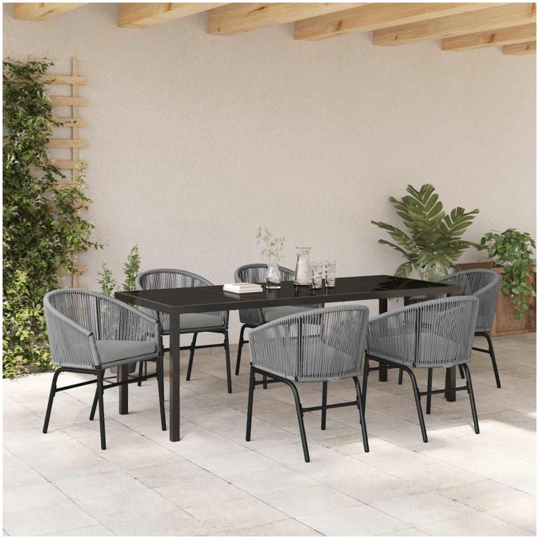 7-delat Grått Poly Rattan Trädgårdsserveringsset vidaXL 200 x 80 x 73 cm – bild 4