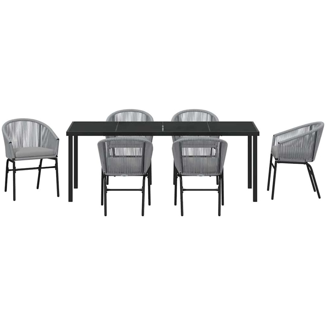 7-delat Grått Poly Rattan Trädgårdsserveringsset vidaXL 200 x 80 x 73 cm – bild 6
