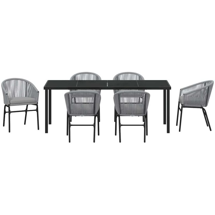 7-delat Grått Poly Rattan Trädgårdsserveringsset vidaXL 200 x 80 x 73 cm – bild 6