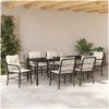 7-delat matset för trädgården med kuddar i brun poly-rattan. vidaXL 200 x 80 x 73 cm – miniatyr 4