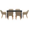7-delat trädgårds matbord Beige Poly Rotting vidaXL 160 x 80 x 74 cm – miniatyr 8