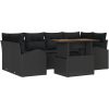 7-delat Trädgårds Matsal Set med Kuddar Svart Poly Rattan Akacia vidaXL 100 x 55 x 73 cm – miniatyr 2