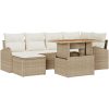 7-delat trädgårds matsals set med kuddar Beige Poly rotting Akacia vidaXL 100 x 55 x 73 cm – miniatyr 2