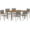 7-delat Trädgårds matsalsset Grå Poly Rattan vidaXL 6 - Sits – miniatyr 2