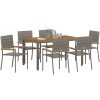 7-delat Trädgårds matsalsset Grå Poly Rattan vidaXL 6 - Sits – miniatyr 3