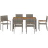 7-delat Trädgårds matsalsset Grå Poly Rattan vidaXL 6 - Sits – miniatyr 7