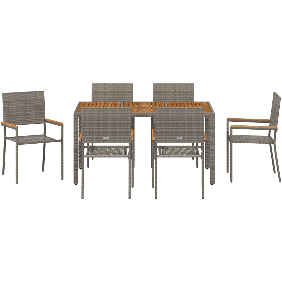 7-delat Trädgårds matsalsset Grå Poly Rattan vidaXL 6 - Sits – bild 7