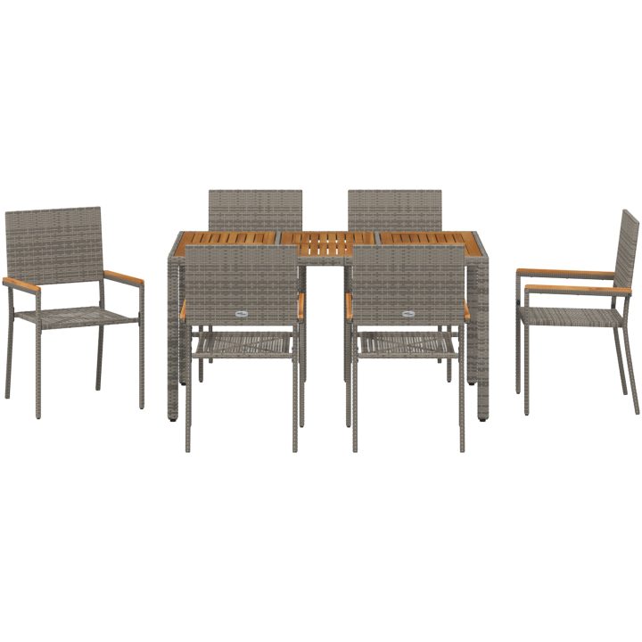 7-delat Trädgårds matsalsset Grå Poly Rattan vidaXL 6 - Sits – bild 7