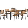 7-delat trädgårds matsalsset svart poly-rattan acacia vidaXL 6 - Sits – miniatyr 3