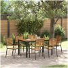 7-delat trädgårds matsalsset svart poly-rattan acacia vidaXL 6 - Sits – miniatyr 1