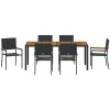 7-delat trädgårds matsalsset svart poly rattan vidaXL 6 - Sits – miniatyr 7