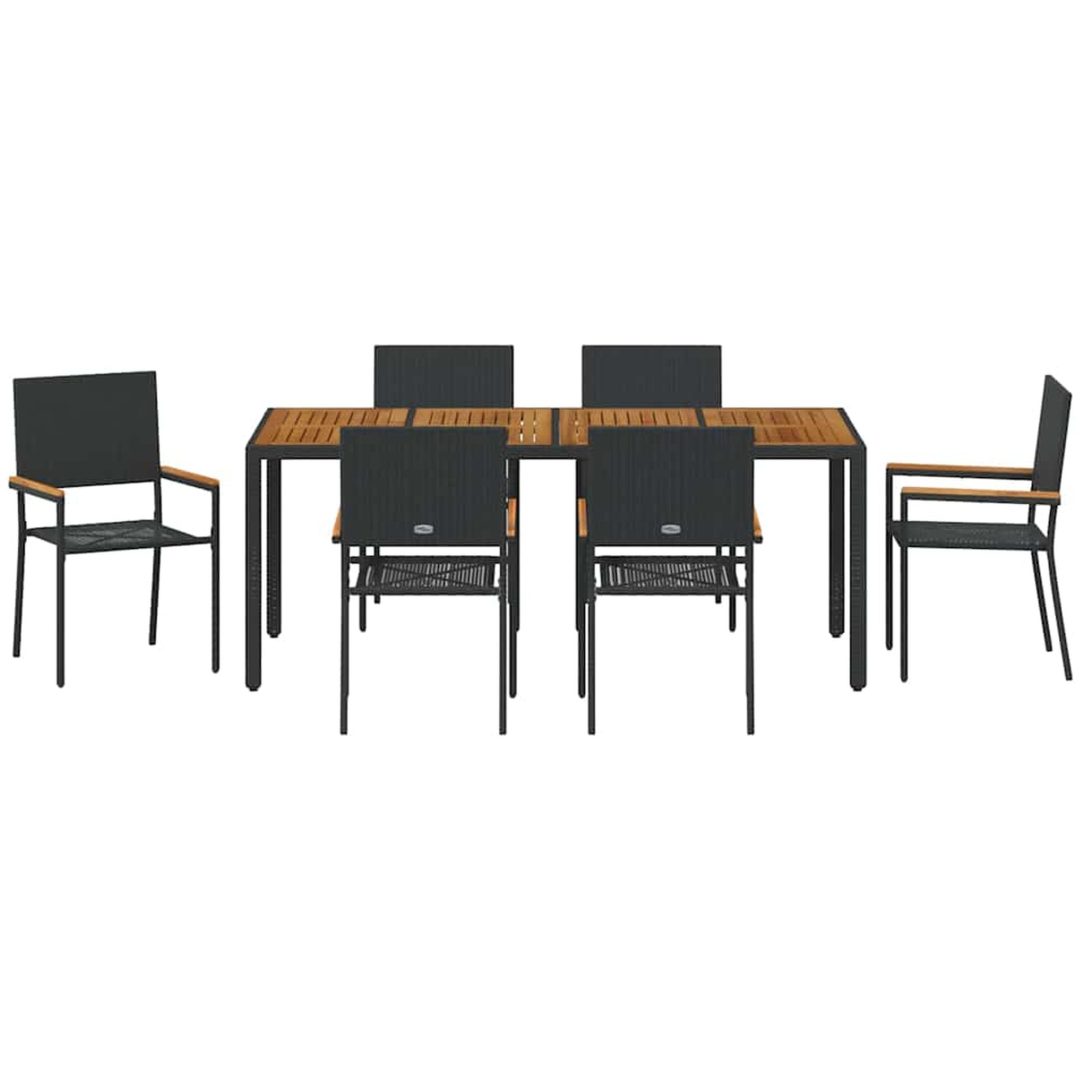 7-delat trädgårds matsalsset svart poly rattan vidaXL 6 - Sits – bild 7