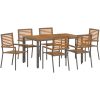 7-delat Trädgårds Matset Grå Poly Rattan Akacia vidaXL 6 - Sitsig – miniatyr 2