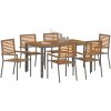 7-delat Trädgårds Matset Grå Poly Rattan Akacia vidaXL 6 - Sitsig – miniatyr 3