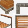 7-delat Trädgårds Matset Grå Poly Rattan Akacia vidaXL 6 - Sitsig – miniatyr 9