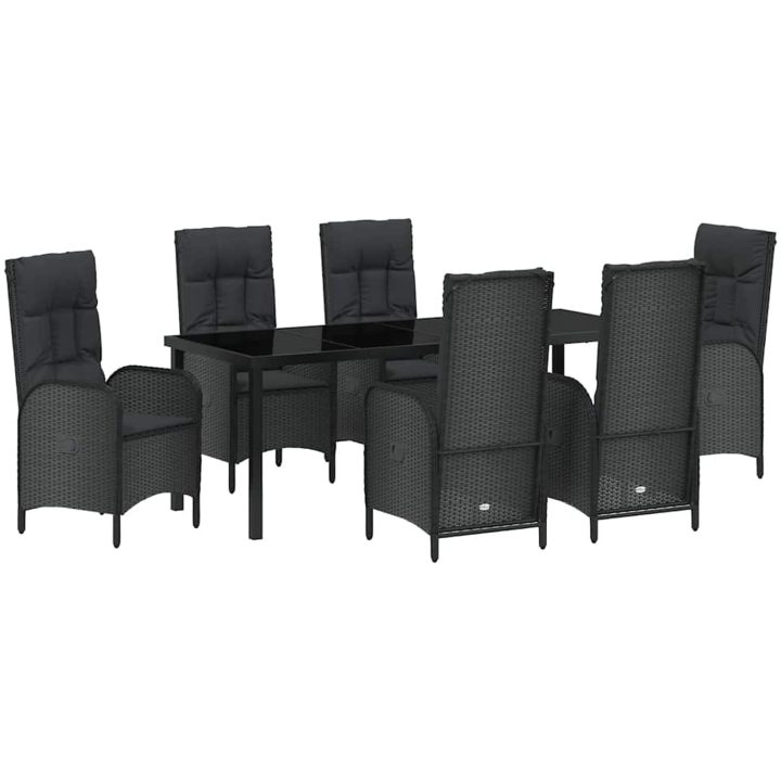 7-delat Trädgårds-Möbelset Svart Poly Rattan vidaXL 6 - Sits – bild 2