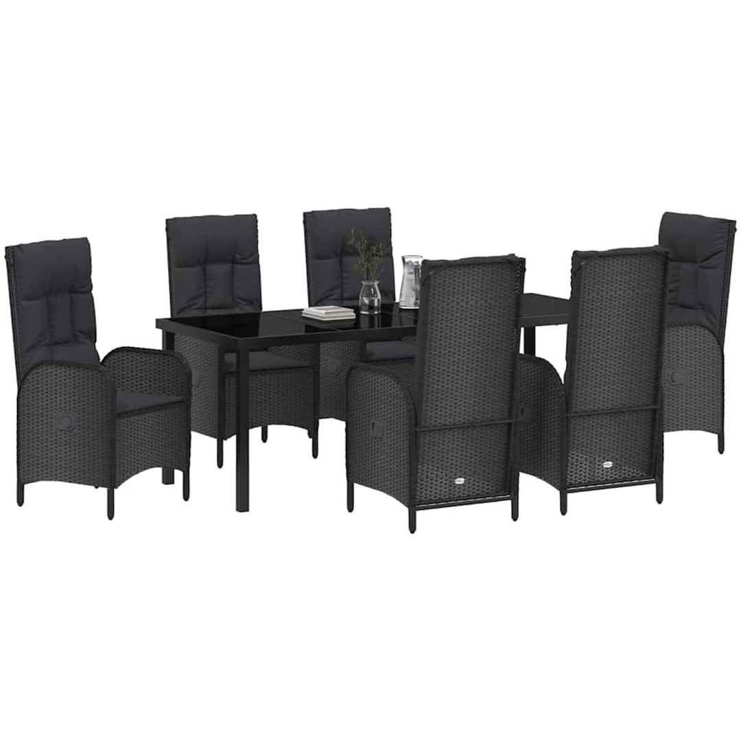 7-delat Trädgårds-Möbelset Svart Poly Rattan vidaXL 6 - Sits – bild 3