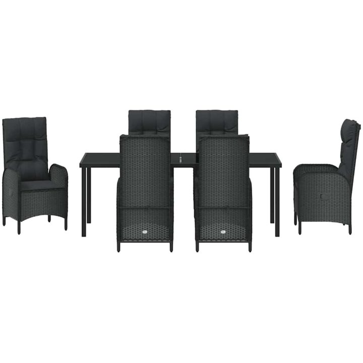 7-delat Trädgårds-Möbelset Svart Poly Rattan vidaXL 6 - Sits – bild 6
