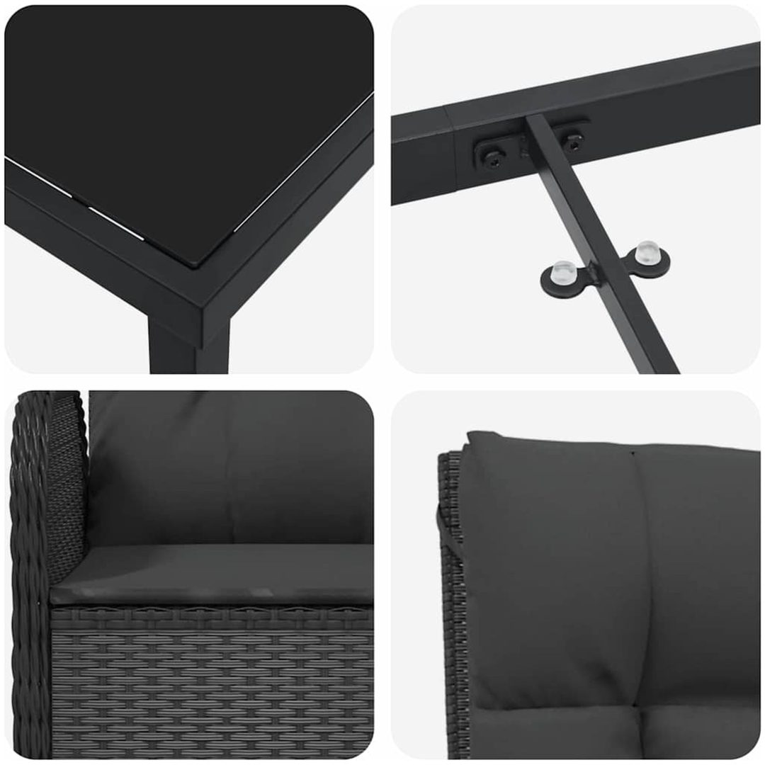 7-delat Trädgårds-Möbelset Svart Poly Rattan vidaXL 6 - Sits – bild 7