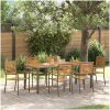 7-delat trädgårdsdining set Grå Poly Rattan Akaciaträ vidaXL 6 - Sits – miniatyr 1