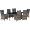7-delat trädgårdsdining set Grå Poly Rattan vidaXL Standard – miniatyr 2