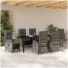 7-delat trädgårdsdining set Grå Poly Rattan vidaXL Standard – miniatyr 4